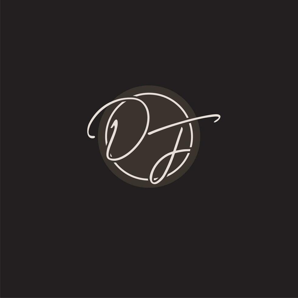 Initials DF logo monogram with simple circle line style vector