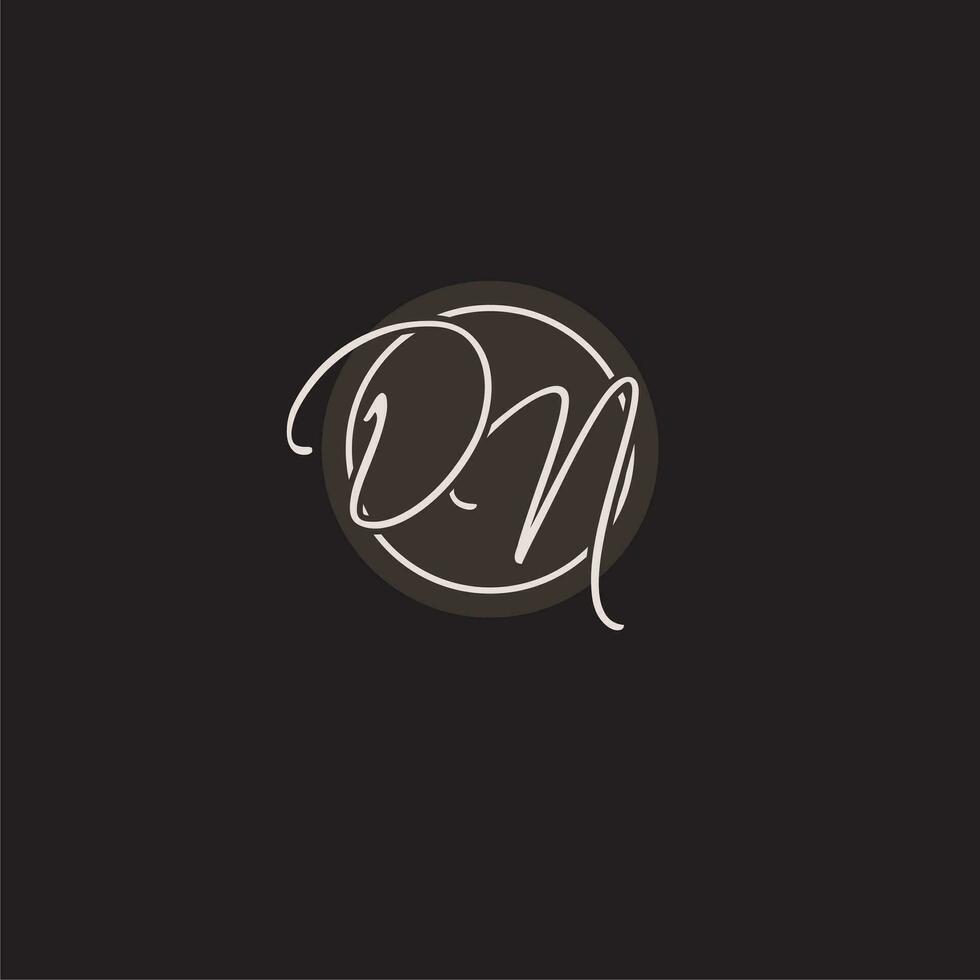Initials DN logo monogram with simple circle line style vector