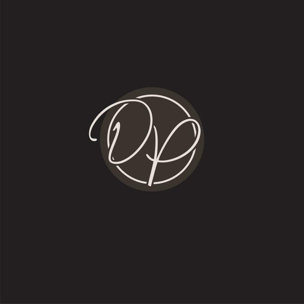 Initials DP logo monogram with simple circle line style vector