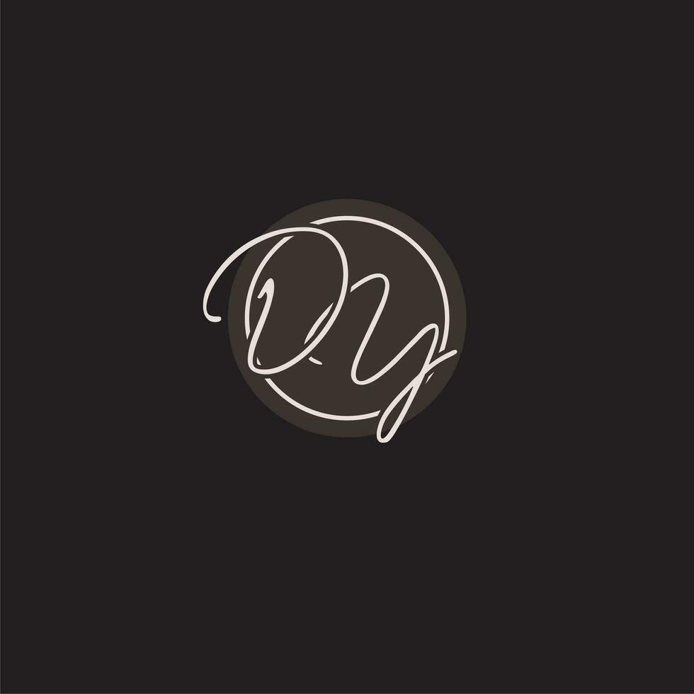 Initials DY logo monogram with simple circle line style vector