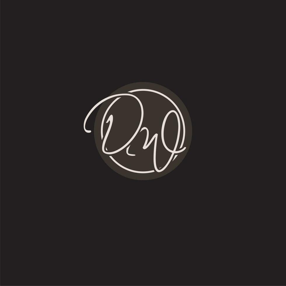 Initials DW logo monogram with simple circle line style vector