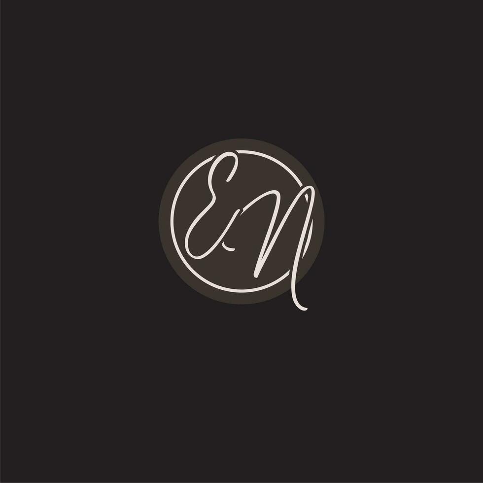 Initials EN logo monogram with simple circle line style vector