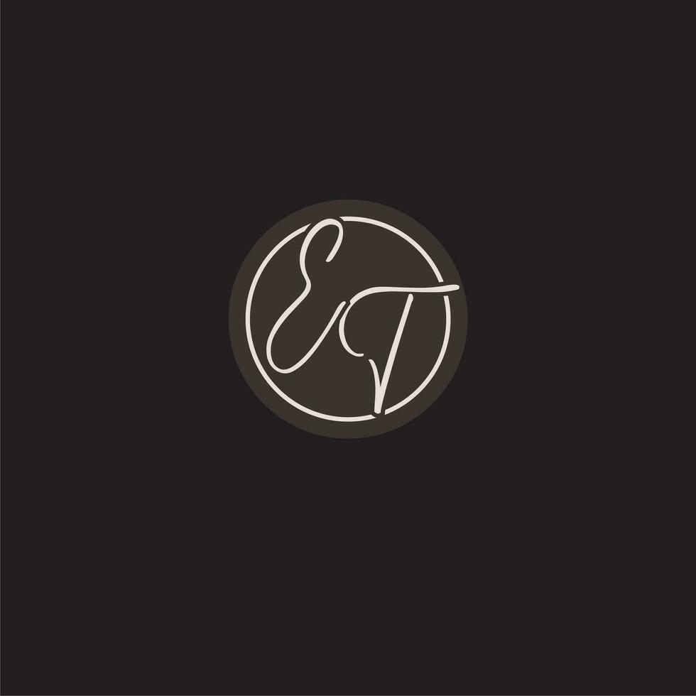 Initials ET logo monogram with simple circle line style vector