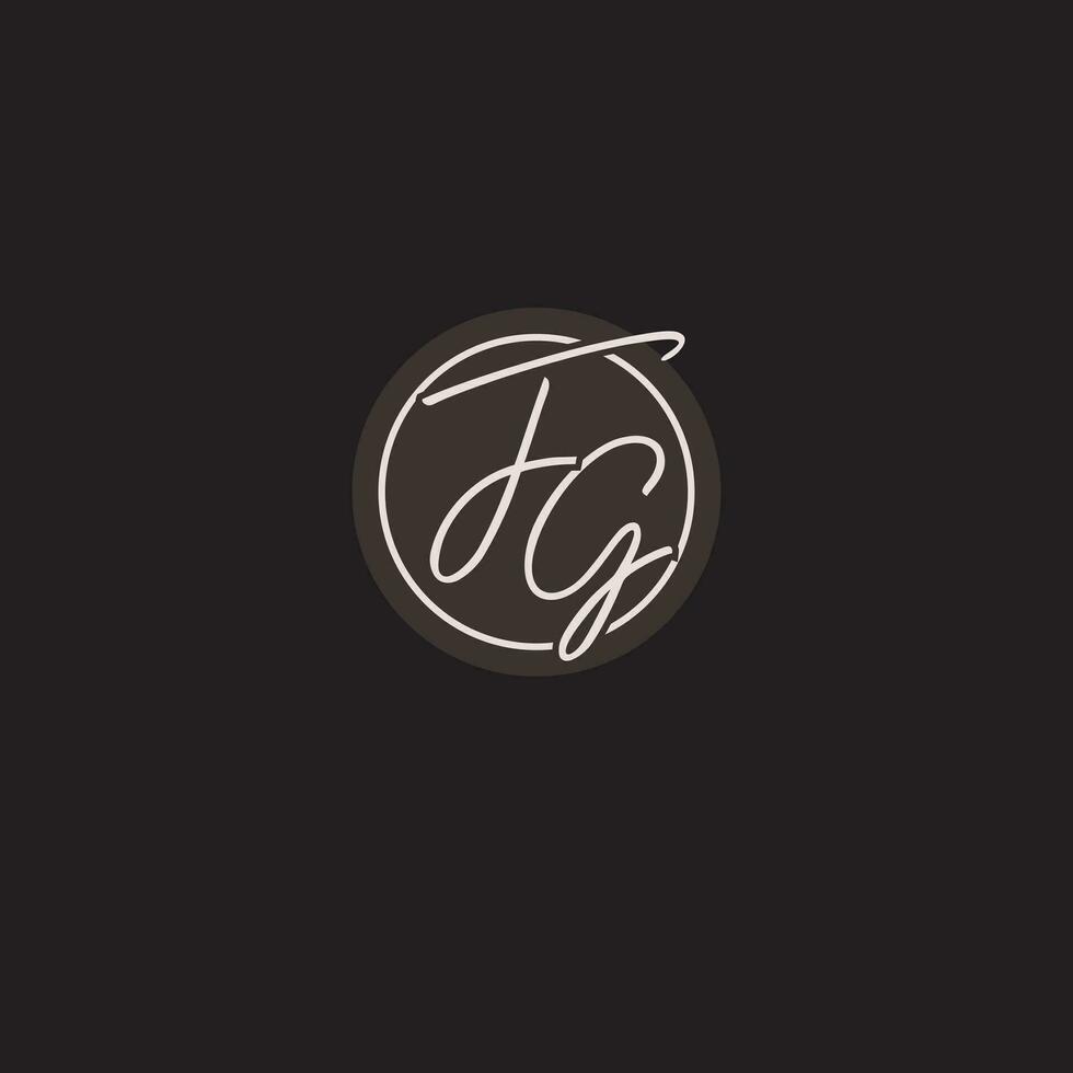 Initials FG logo monogram with simple circle line style vector
