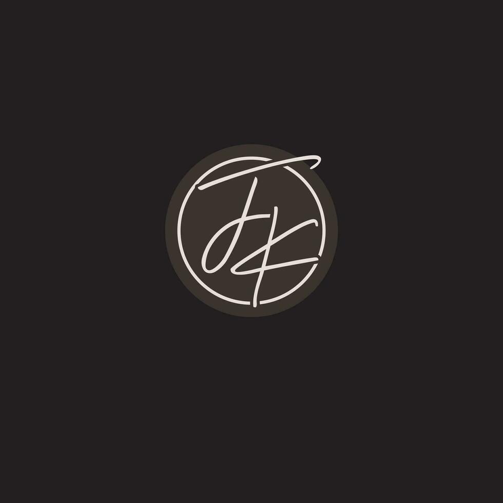 Initials FK logo monogram with simple circle line style vector