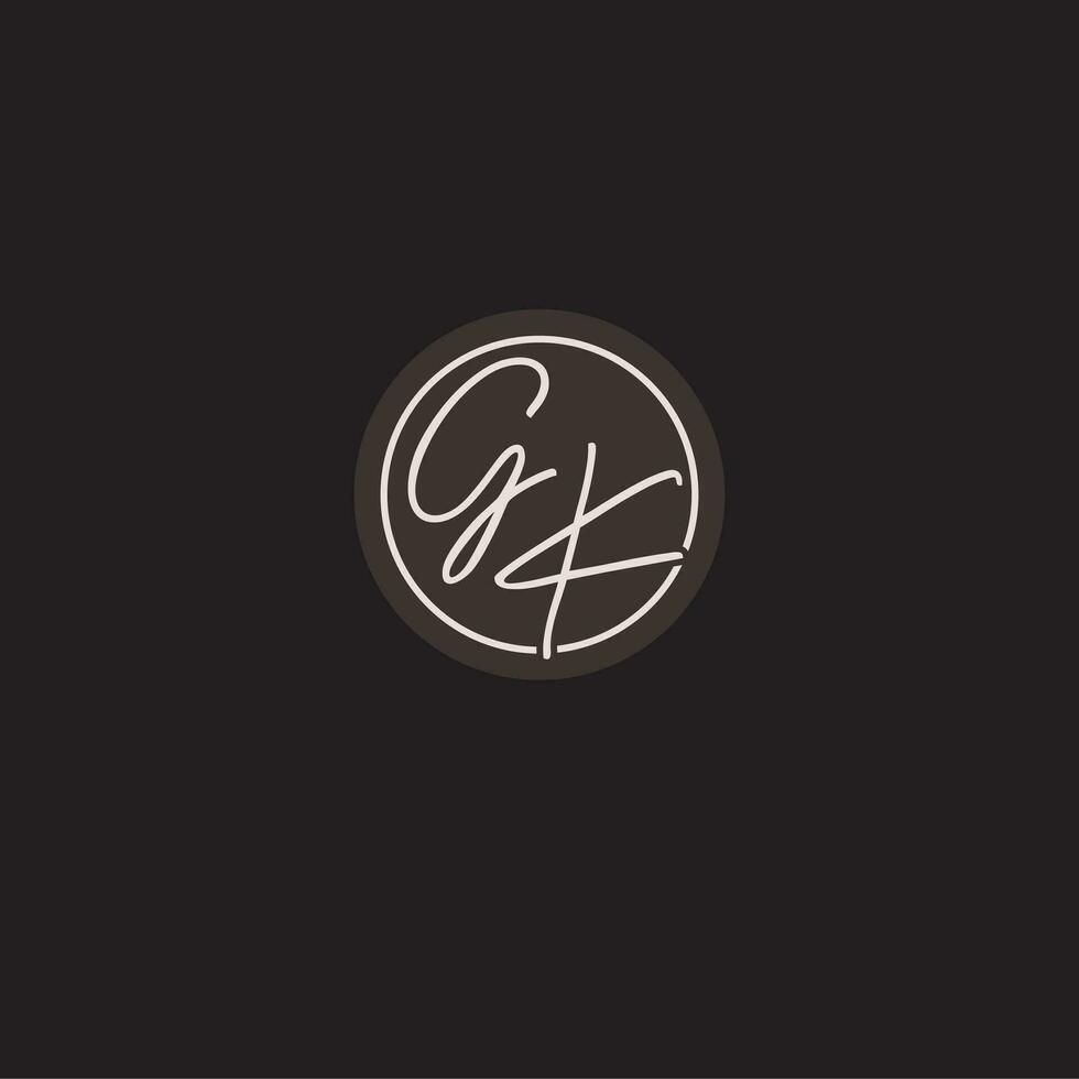 Initials GK logo monogram with simple circle line style vector