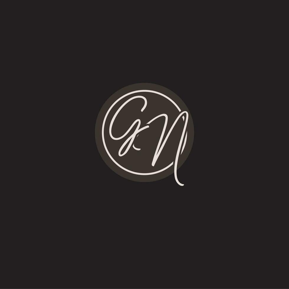 Initials GN logo monogram with simple circle line style vector