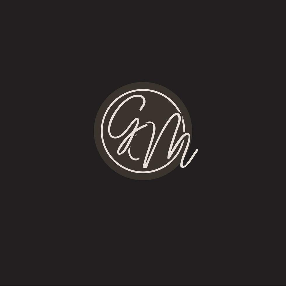 Initials GM logo monogram with simple circle line style vector