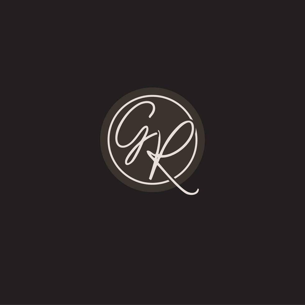 Initials GR logo monogram with simple circle line style vector