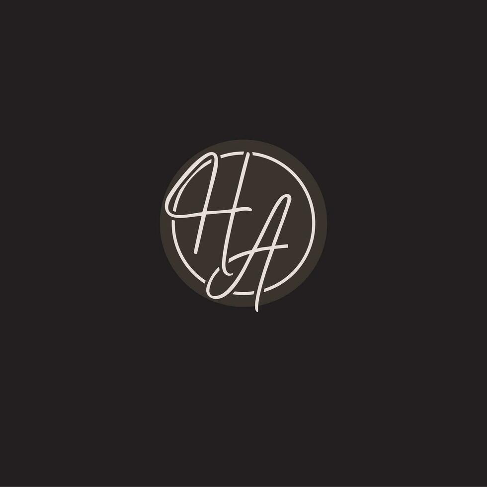 Initials HA logo monogram with simple circle line style vector