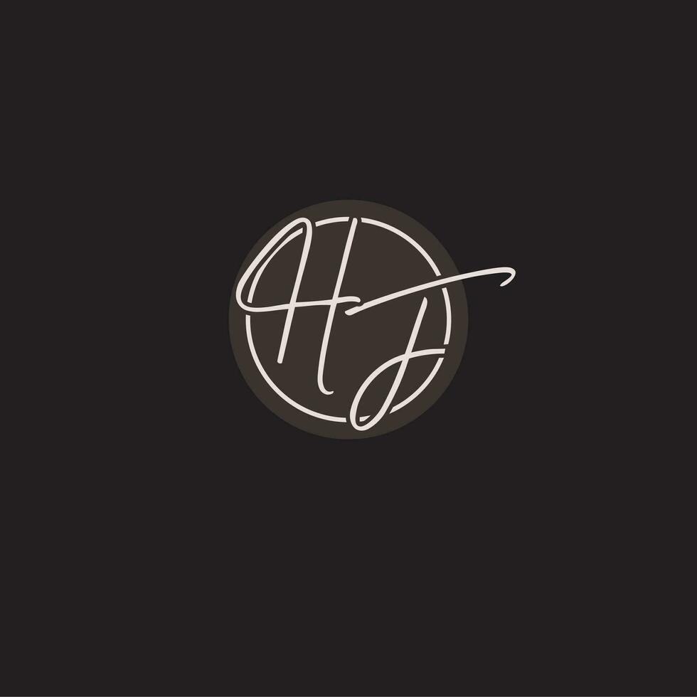 Initials HF logo monogram with simple circle line style vector