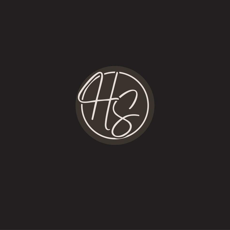 Initials HS logo monogram with simple circle line style vector