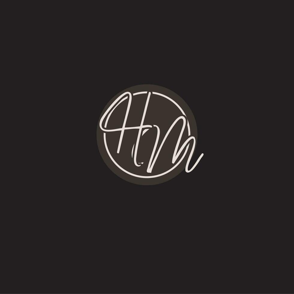 Initials HM logo monogram with simple circle line style vector
