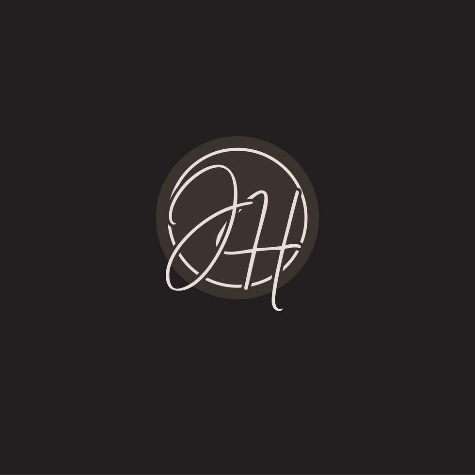 Initials JH logo monogram with simple circle line style vector