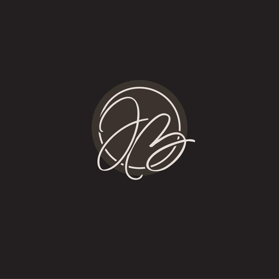 Initials JB logo monogram with simple circle line style vector