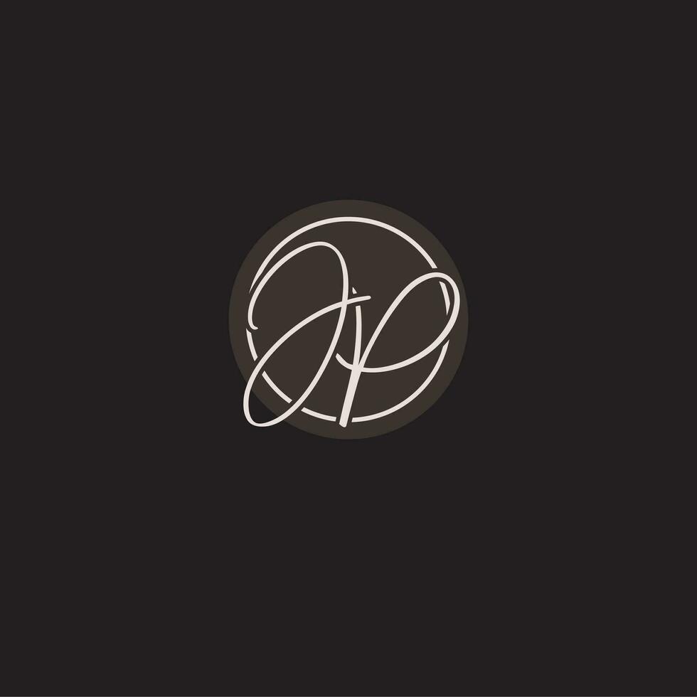 Initials JP logo monogram with simple circle line style vector