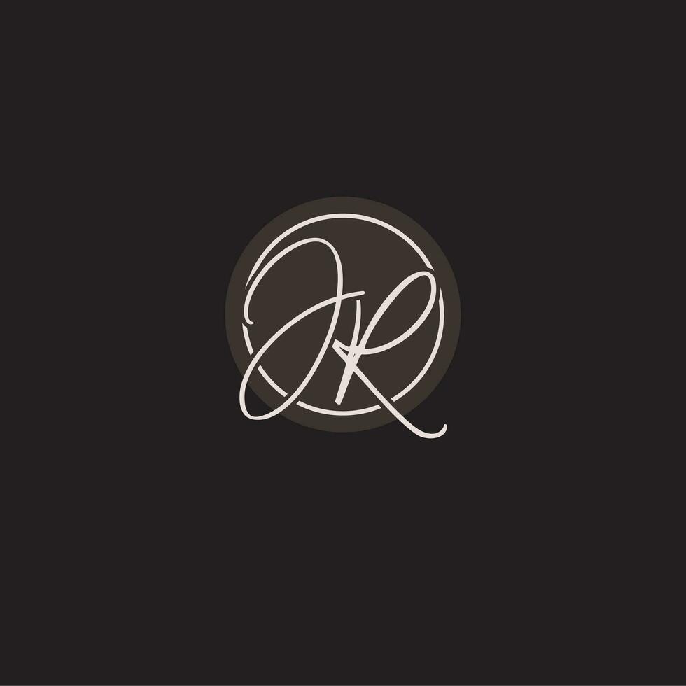 Initials JR logo monogram with simple circle line style vector