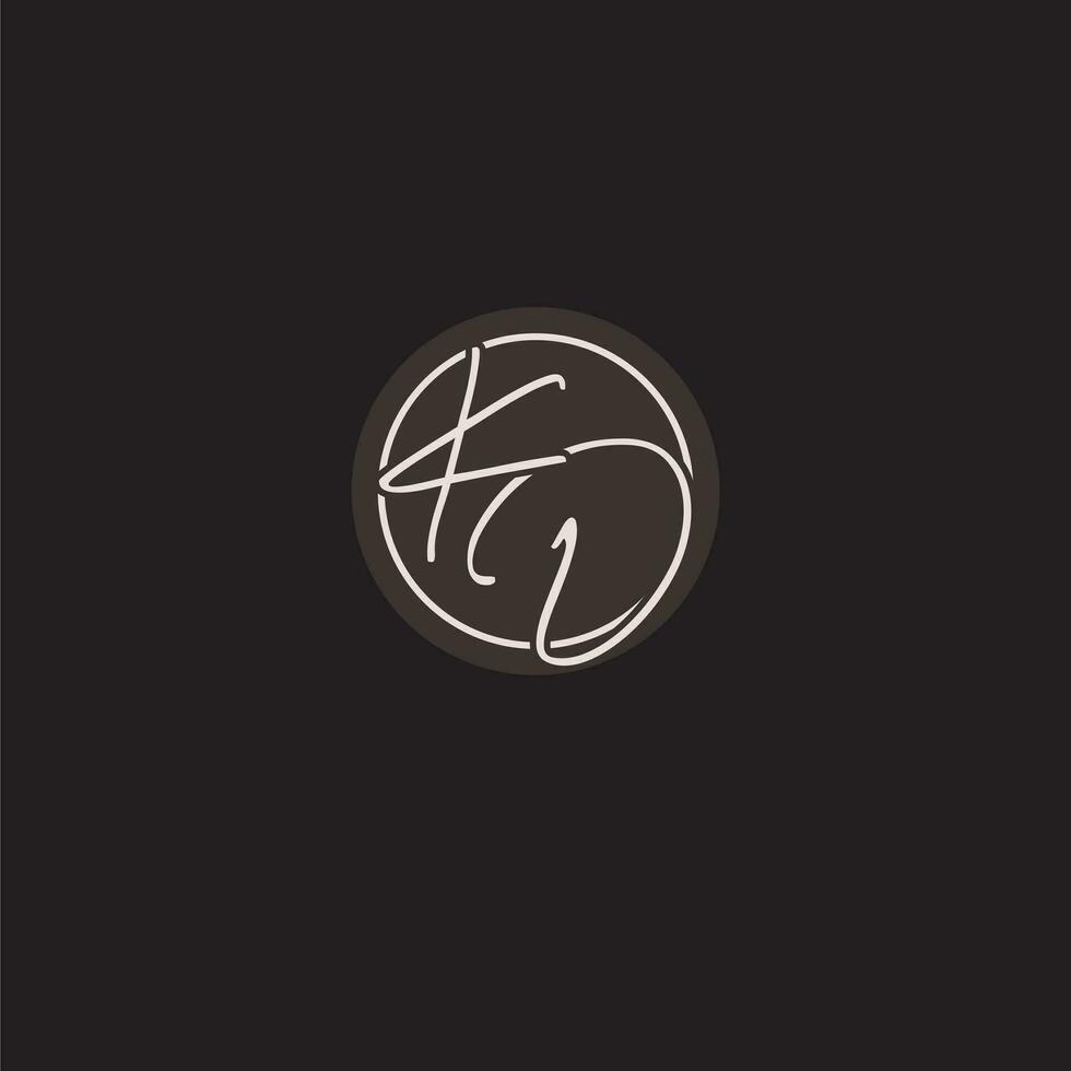 Initials KD logo monogram with simple circle line style vector