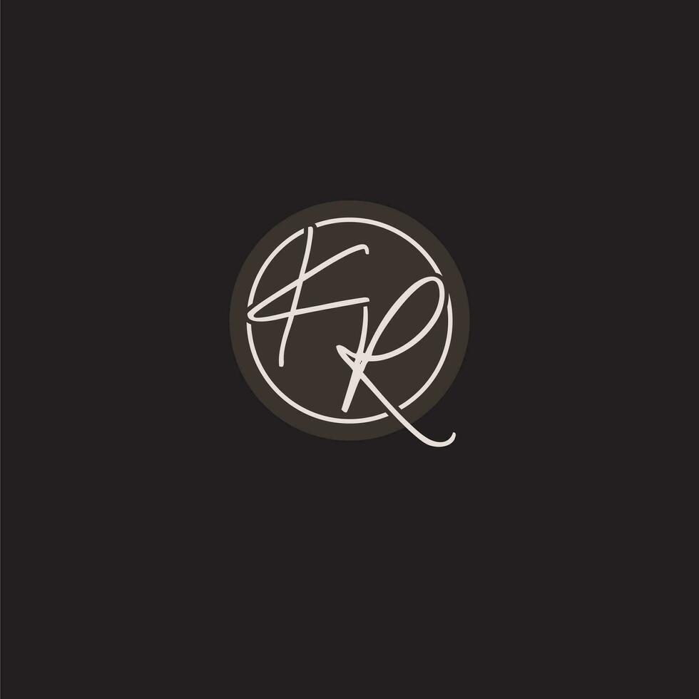 Initials KR logo monogram with simple circle line style vector