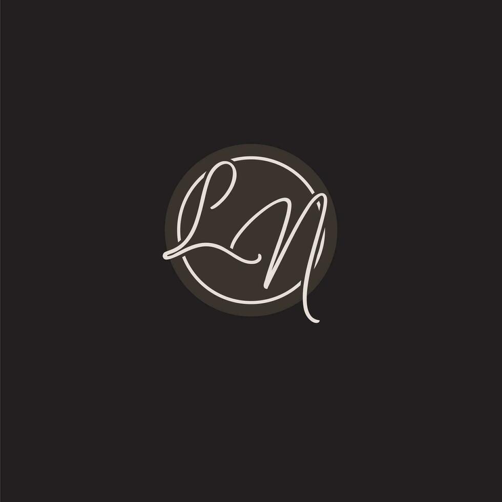 Initials LN logo monogram with simple circle line style vector