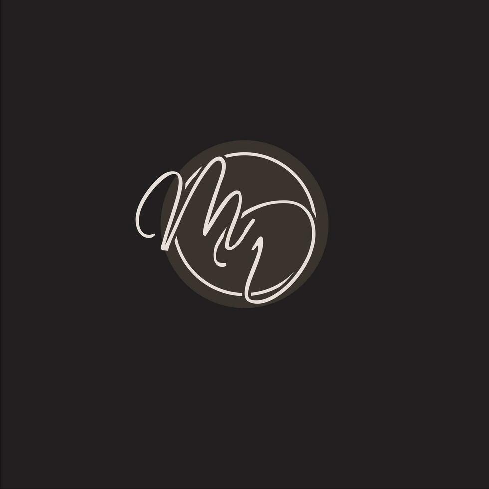 Initials MD logo monogram with simple circle line style vector