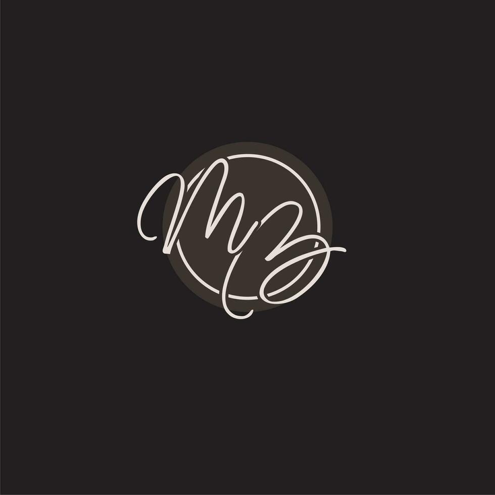 Initials MB logo monogram with simple circle line style vector