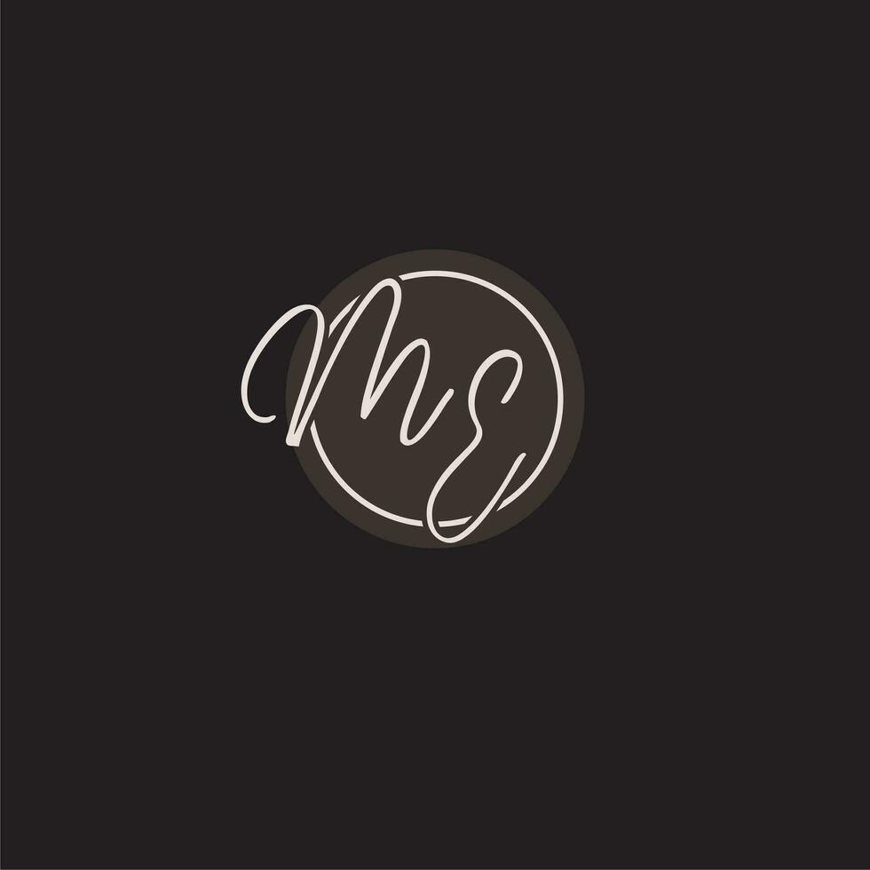Initials ME logo monogram with simple circle line style vector