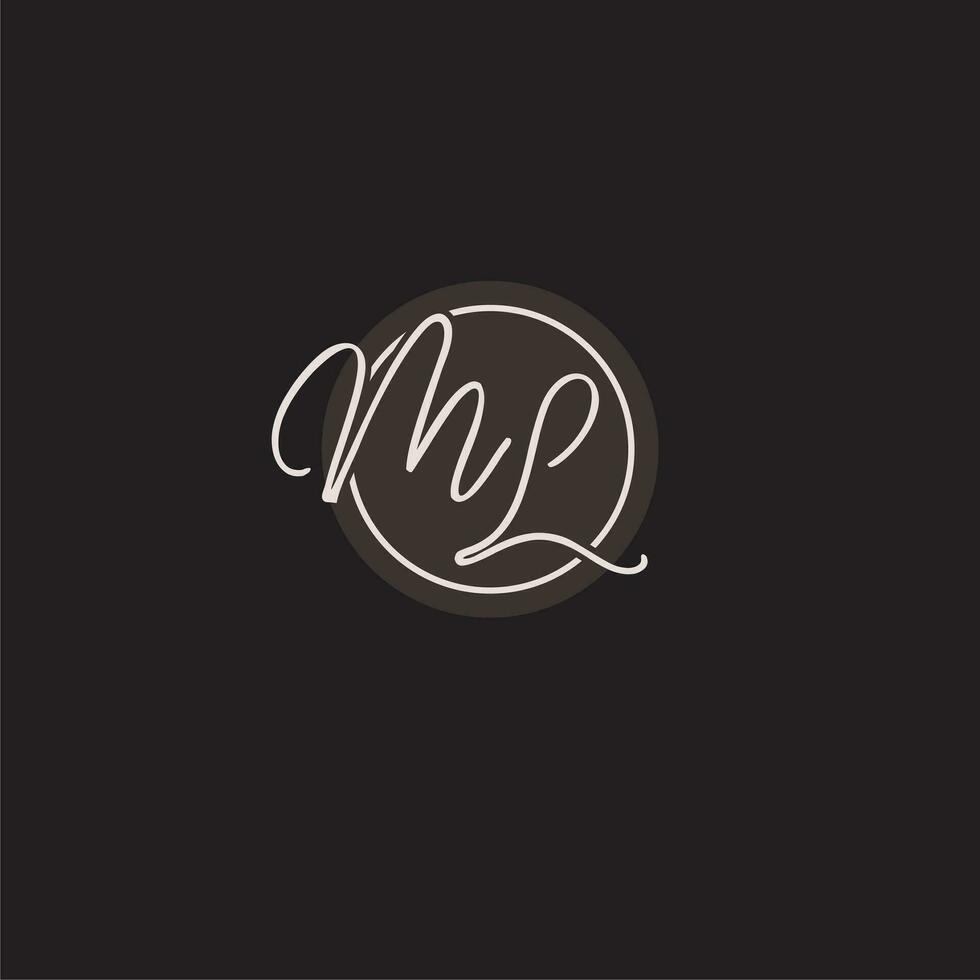 Initials ML logo monogram with simple circle line style vector