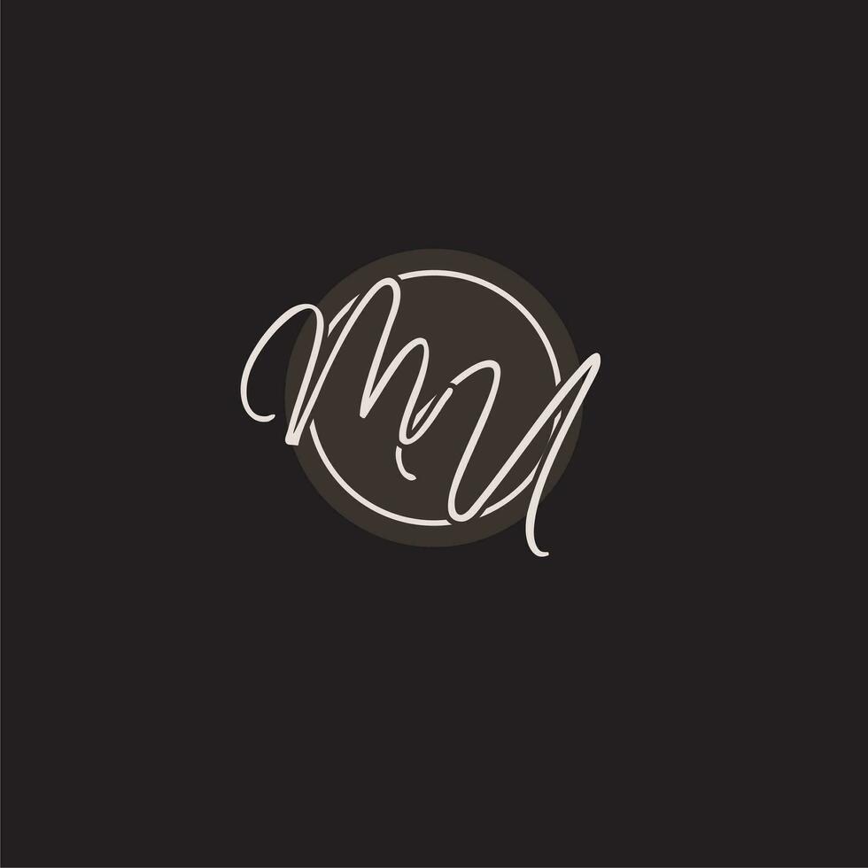 Initials MU logo monogram with simple circle line style vector