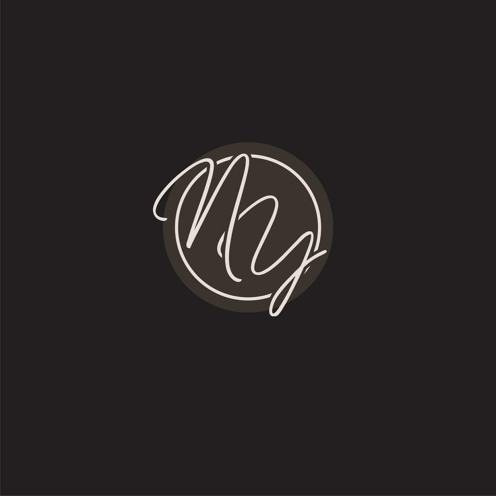 Initials NY logo monogram with simple circle line style vector