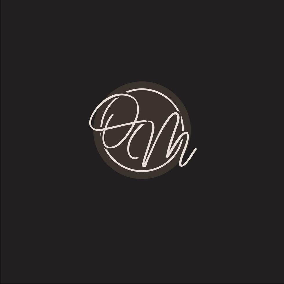 Initials OM logo monogram with simple circle line style vector