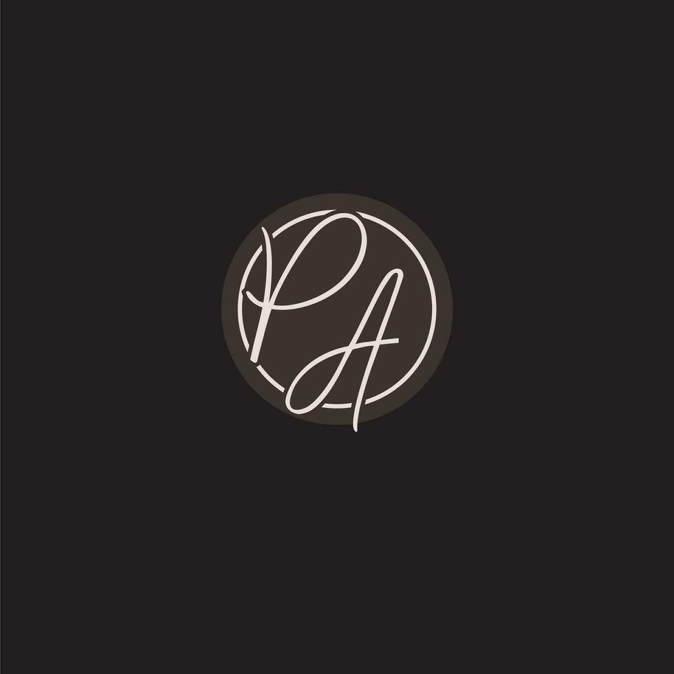 Initials PA logo monogram with simple circle line style vector