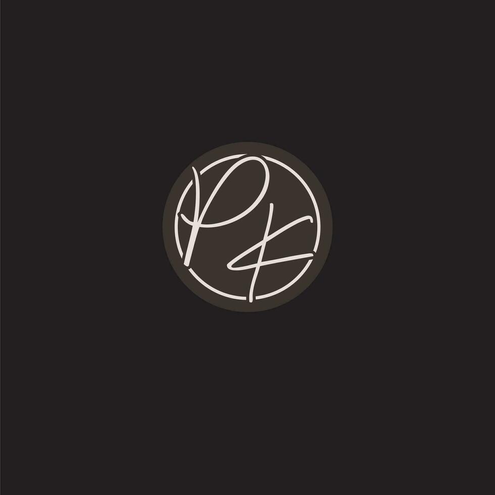 Initials PK logo monogram with simple circle line style vector