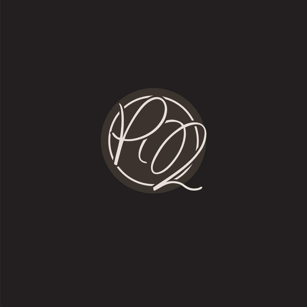 Initials PQ logo monogram with simple circle line style vector