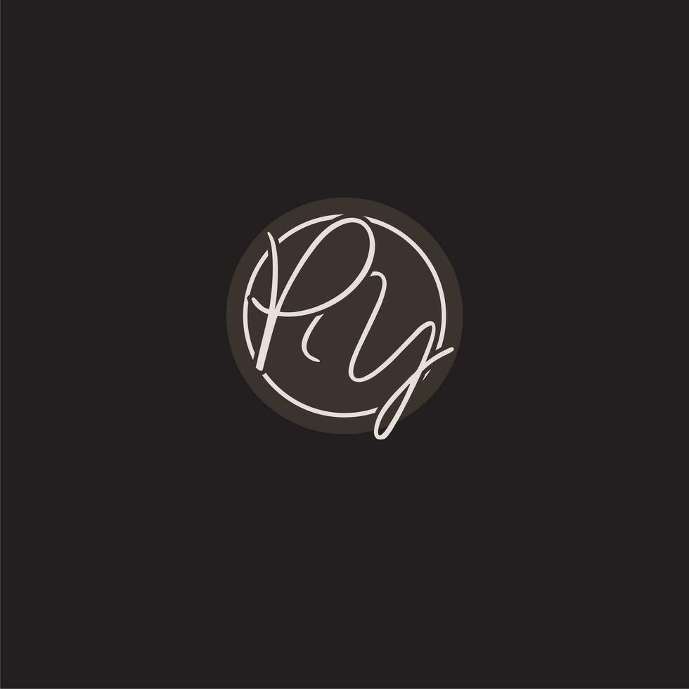 Initials PY logo monogram with simple circle line style vector