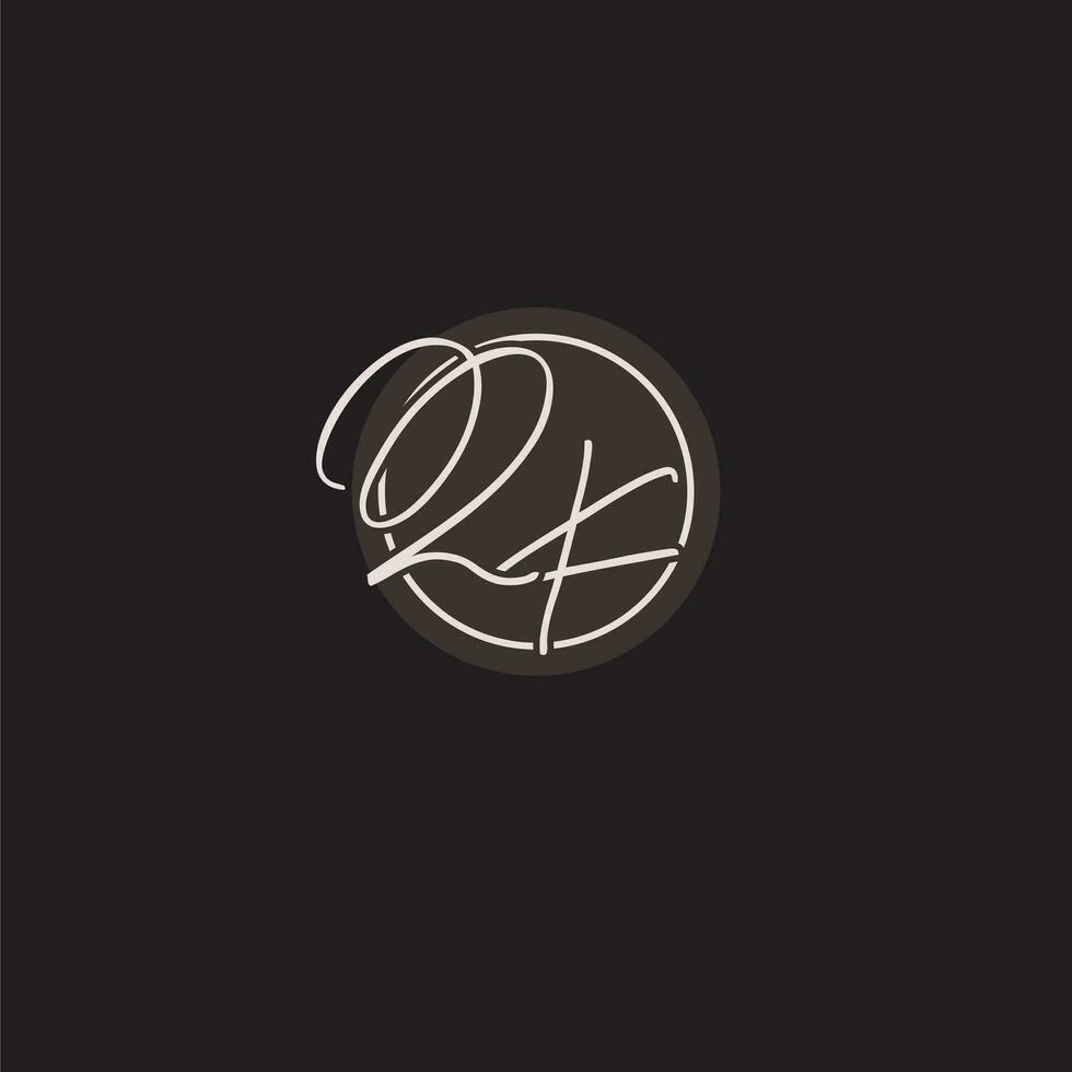 Initials QK logo monogram with simple circle line style vector