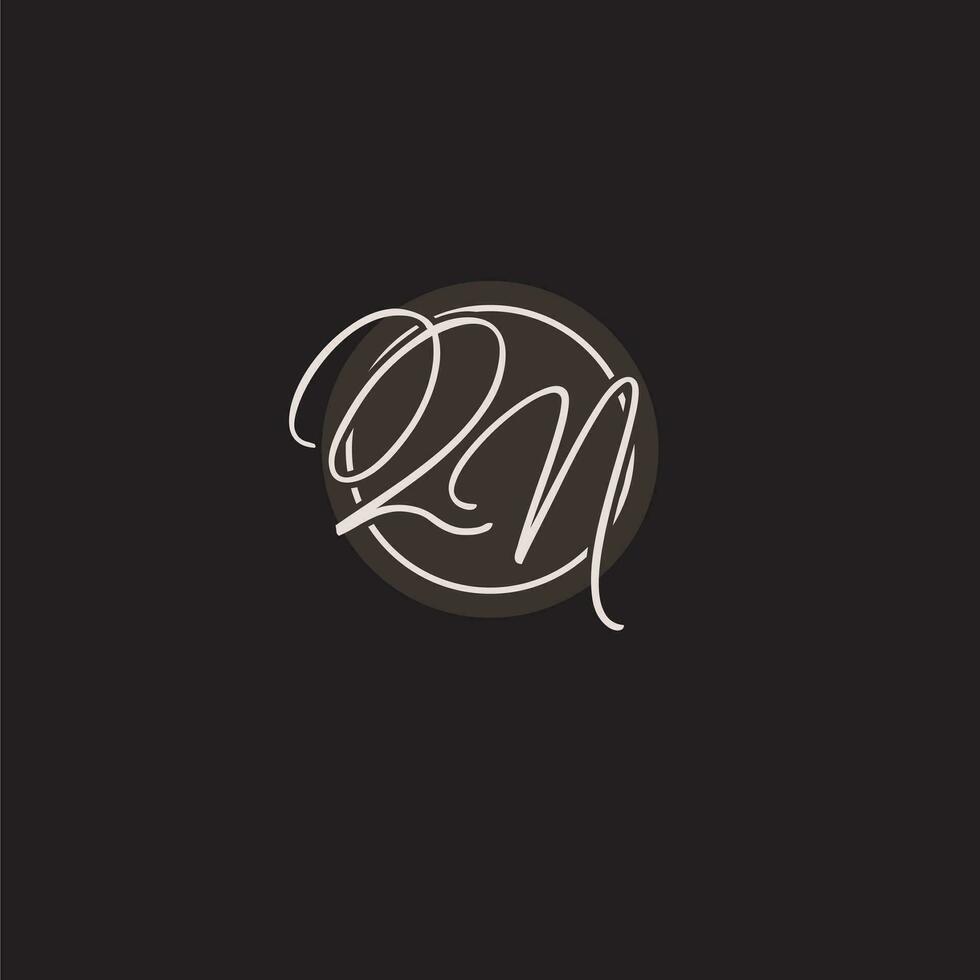 Initials QN logo monogram with simple circle line style vector