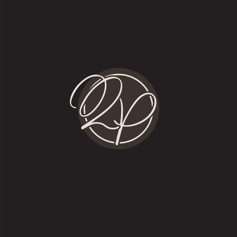 Initials QP logo monogram with simple circle line style vector