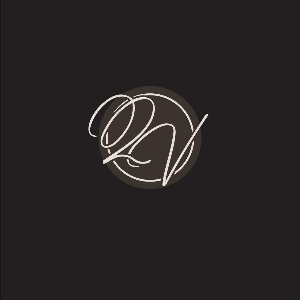 Initials QV logo monogram with simple circle line style vector