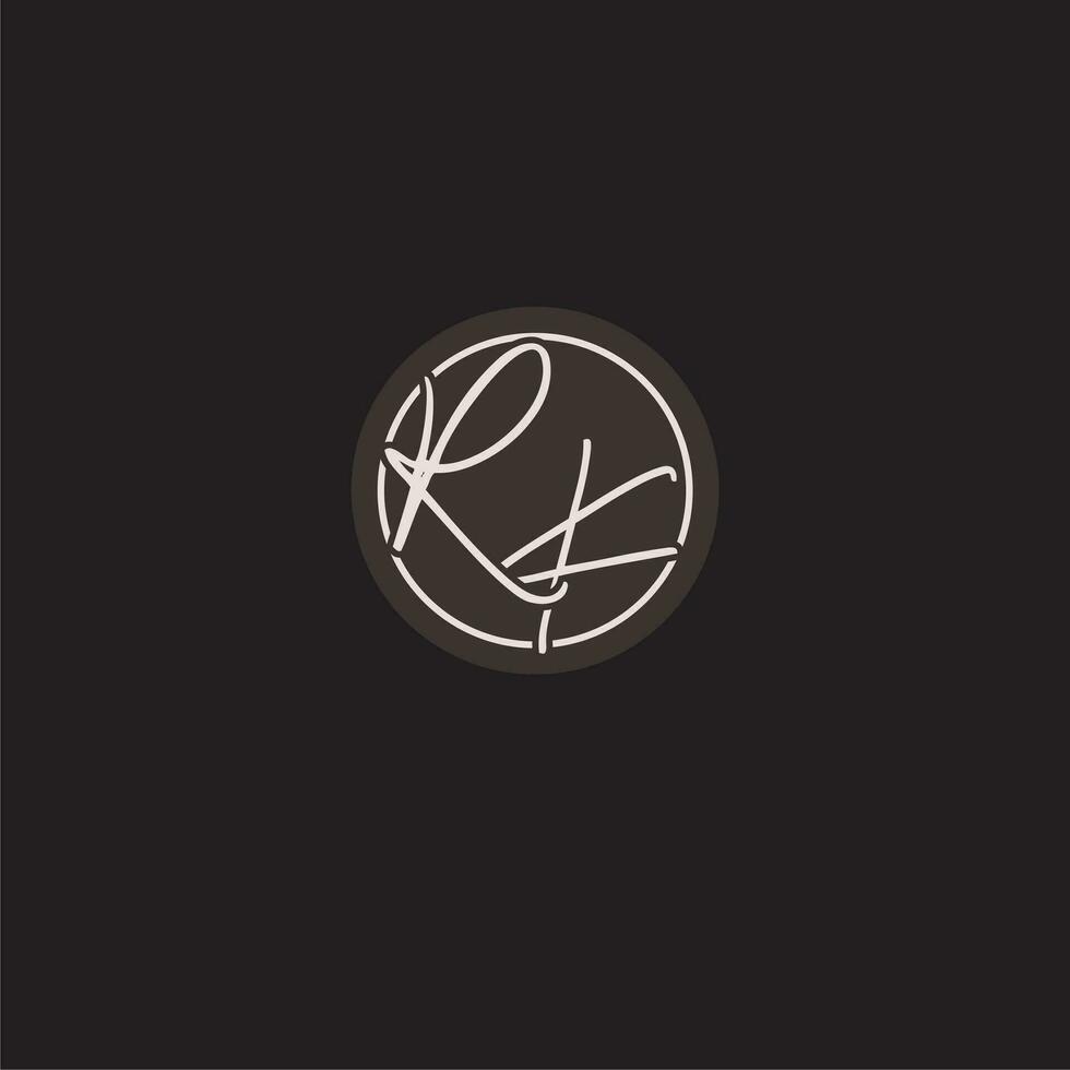 Initials RK logo monogram with simple circle line style vector