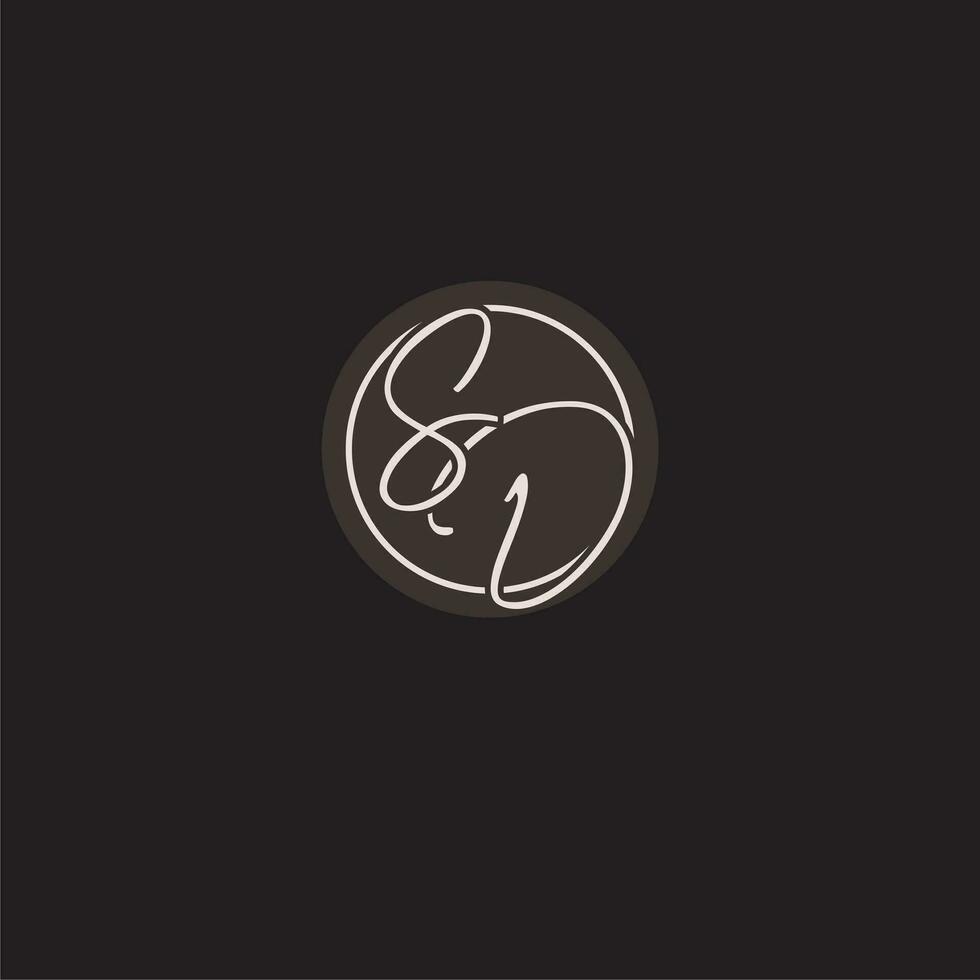 Initials SD logo monogram with simple circle line style vector