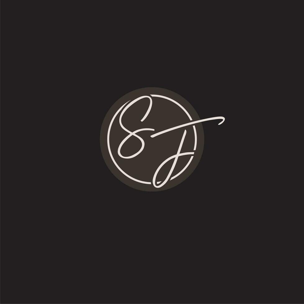 Initials SF logo monogram with simple circle line style vector