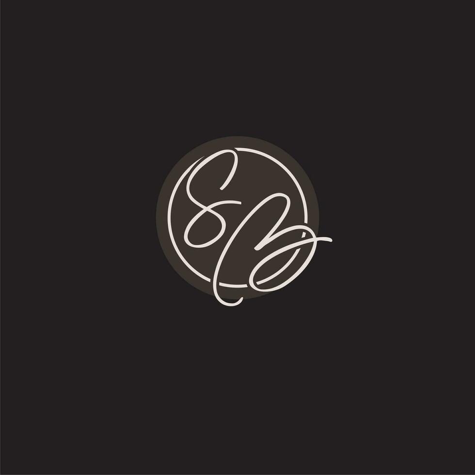 Initials SB logo monogram with simple circle line style vector