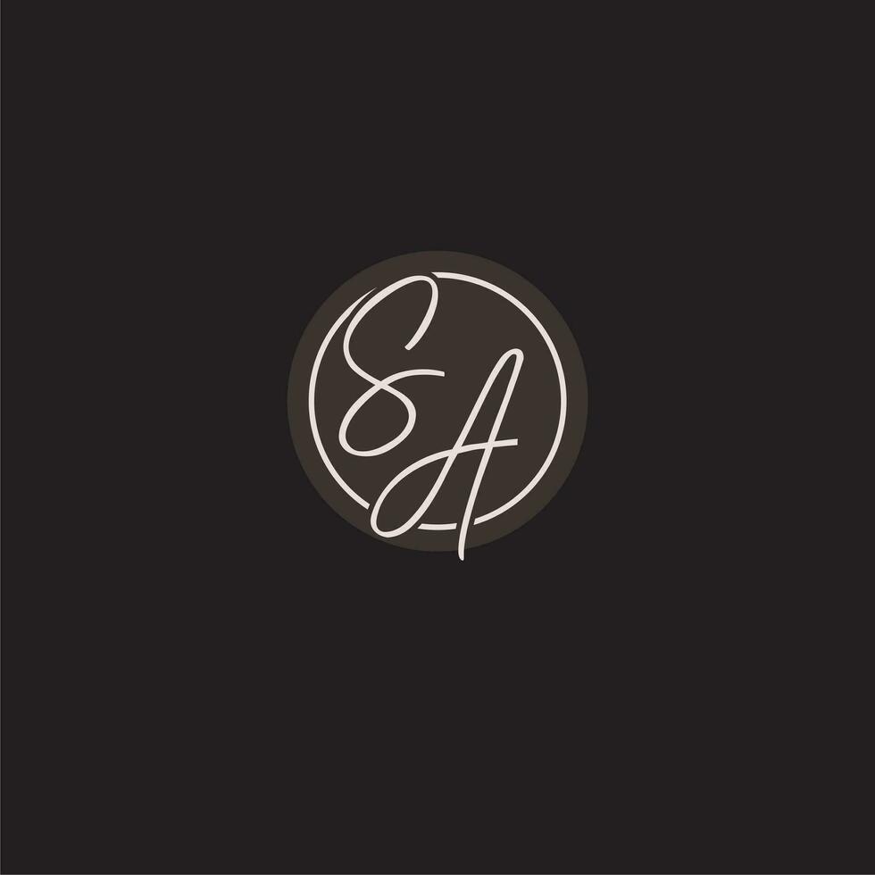 Initials SA logo monogram with simple circle line style vector