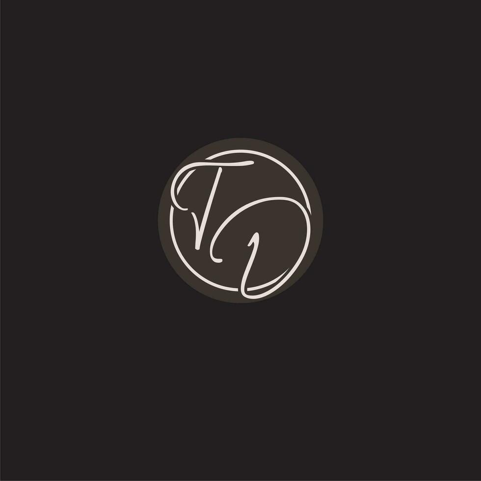 Initials TD logo monogram with simple circle line style vector
