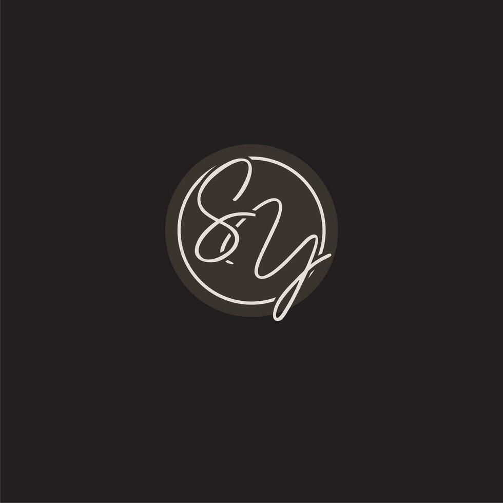 Initials SY logo monogram with simple circle line style vector