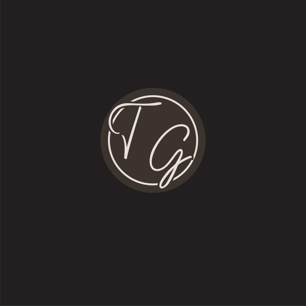 iniciales tg logo monograma con sencillo circulo línea estilo vector