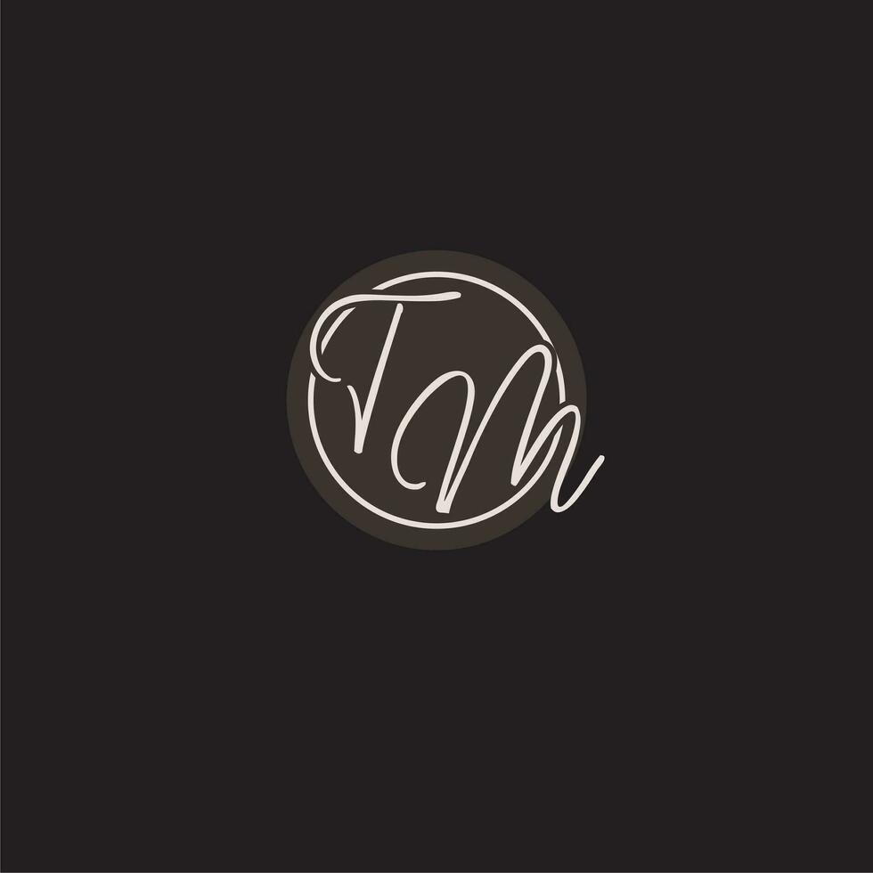 Initials TM logo monogram with simple circle line style vector