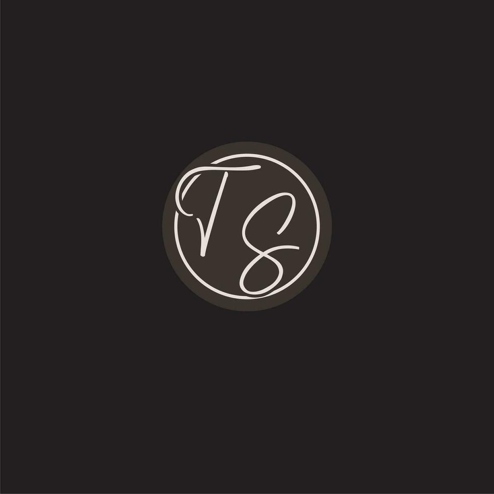 Initials TS logo monogram with simple circle line style vector