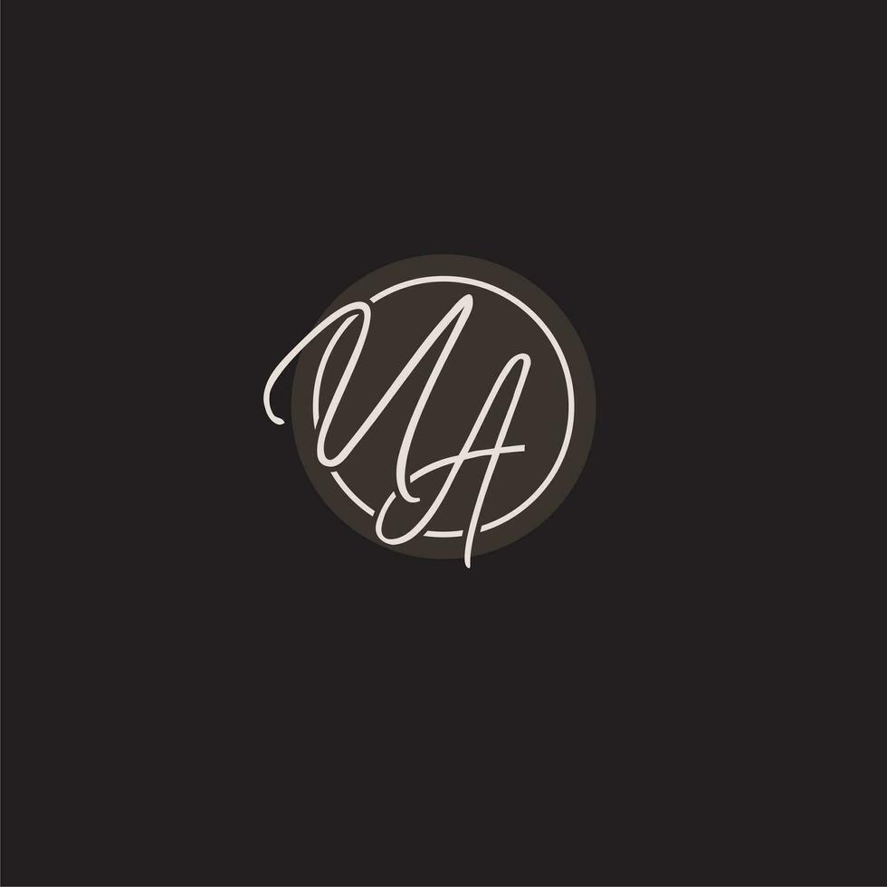 Initials UA logo monogram with simple circle line style vector